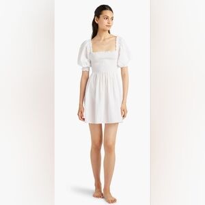 Hill House Sheer White Puff Sleeve Nap Dress